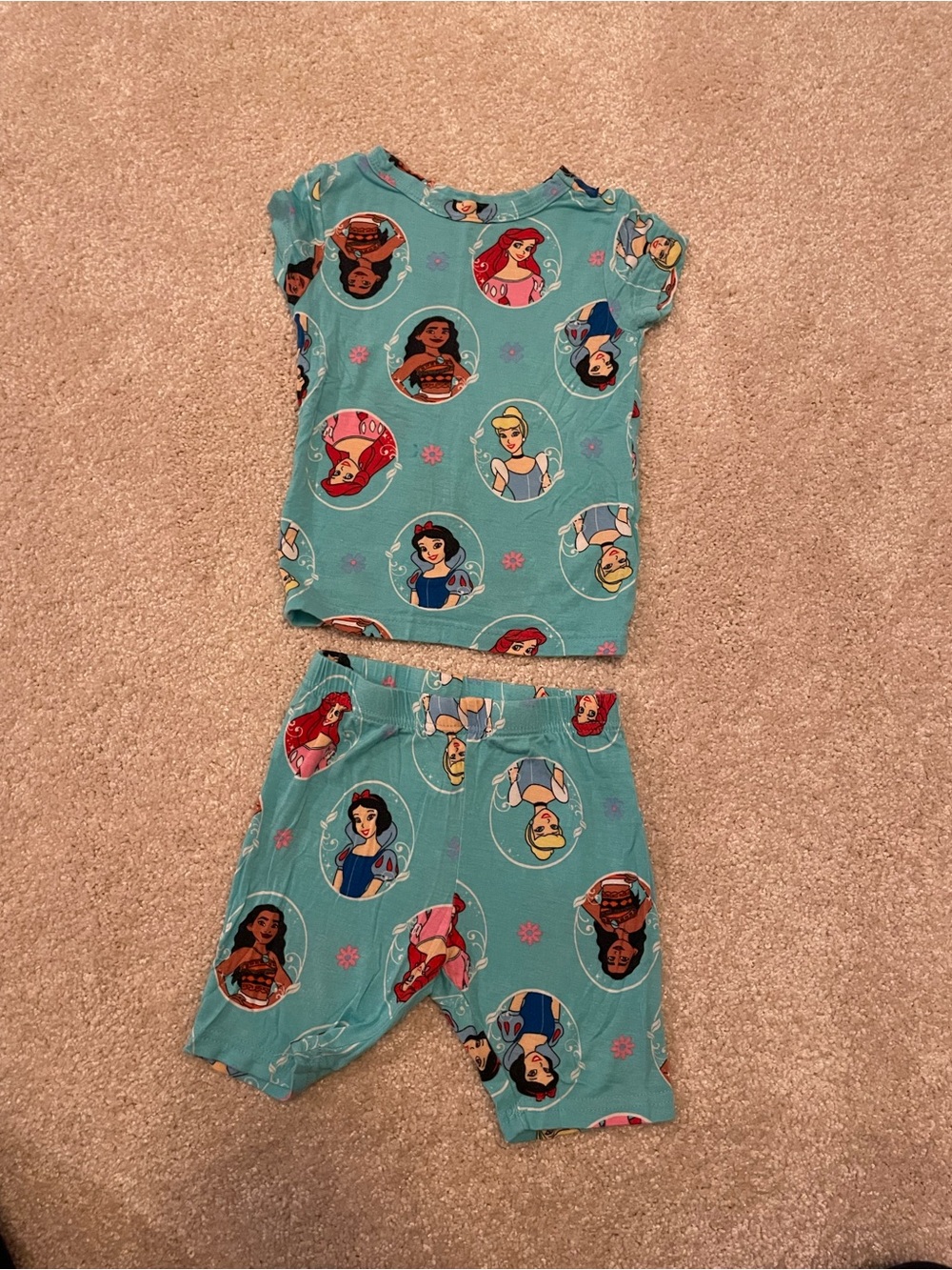 Girls Disney Princess Short Pajama Set